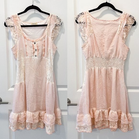 Beulah Dresses & Skirts - Beulah Ruffled Cottagecore Style Lace Mini Dress